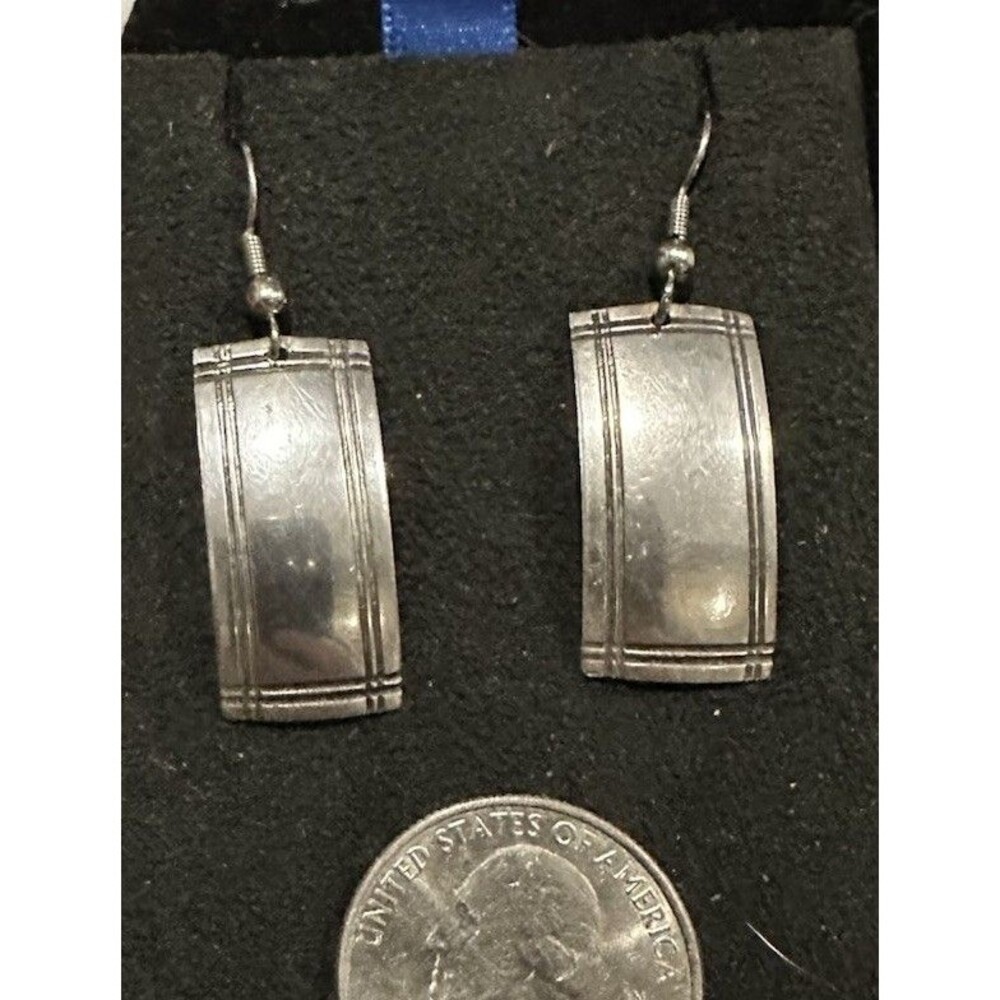 Vintage 925 Sterling Silver AL Signed Southwestern Dangle Earrings Navajo